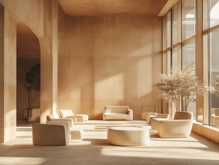 Calm office space with open windows and natural light